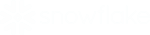 White logo of Snowflake featuring a stylized snowflake symbol and the word 'snowflake'.