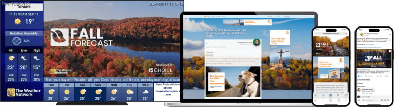 Example of sponsored custom content on Weather Network TV, digital and mobile.
